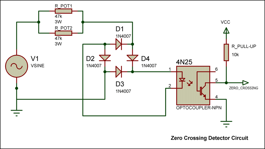 Zero crossing detector circuit using optocoupler