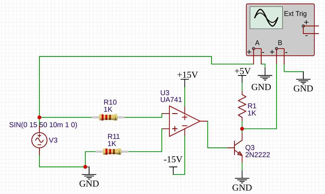 zero crossing detection circuit using 741 op amp as a inverting comparator
