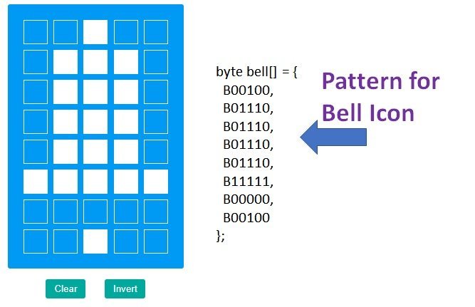 Custom pattern for Bell Icon LCD with Arduino