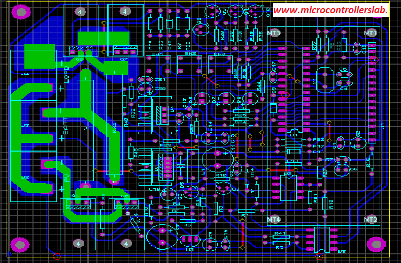PCB layout of smart solar charger controller using pic microcontroller