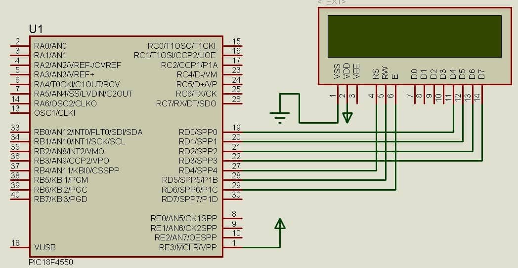 LCD Interfacing with Pic microcontroller pic18f4550
