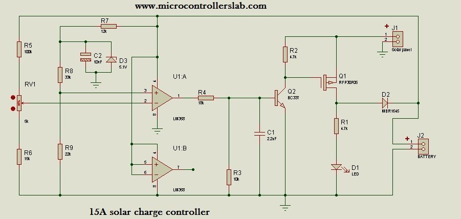 15 Ampere solar charge controller without microcontroller