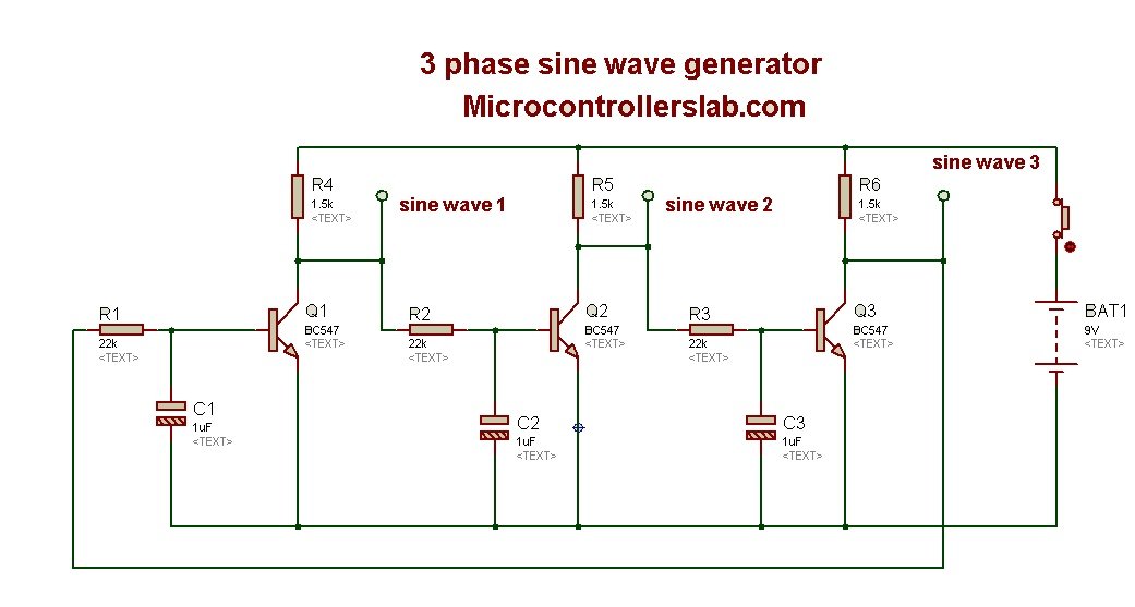Three Phase Sine Wave Generator Circuit Diagram