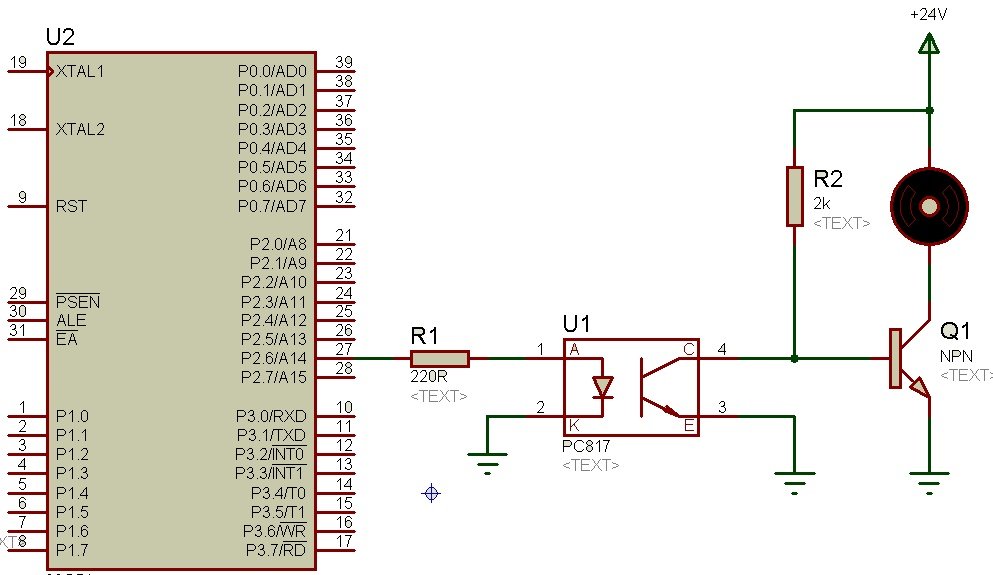 PC817 optocoupler  interfacing with 8051 microcontroller