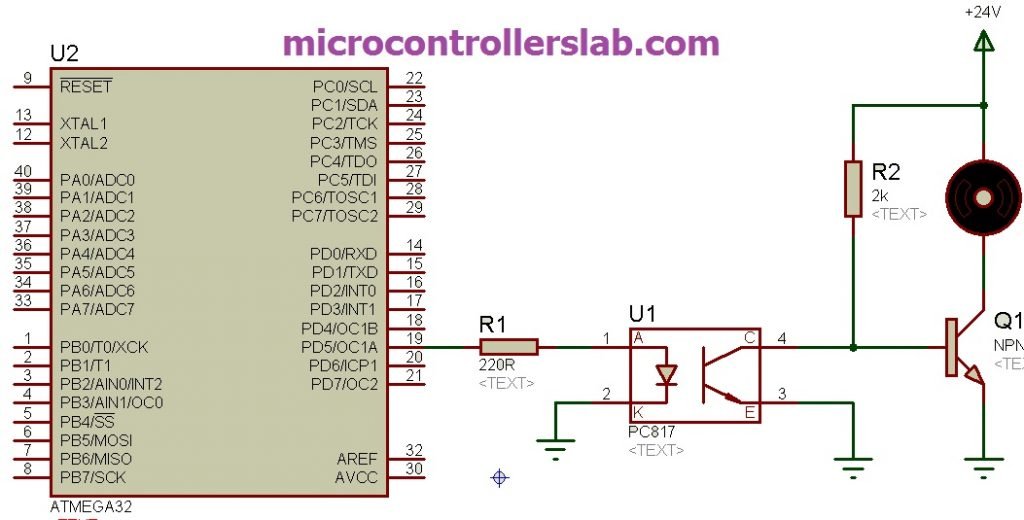 PC817 optocoupler  interfacing with avr microcontroller