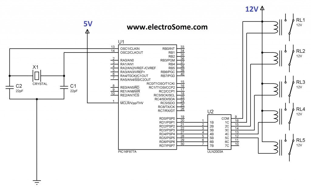 relay Interfacing pic microcontroller with ULN2003
