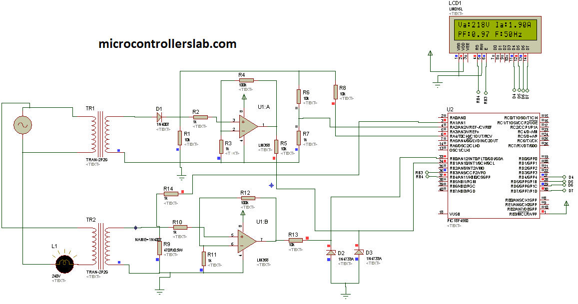 Digital multimeter circuit using pic184450 microcontroller