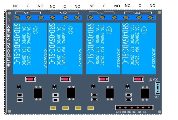 relay module interfacing with arduino code and circuit diagam