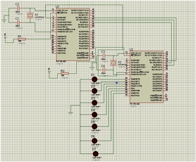spi communication with pic microcontroller circuit diagram