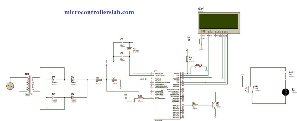 Detecting Power Grid Synchronization Failure System on Sensing Frequency or Voltage Beyond the Acceptable Range using pic microcontroller