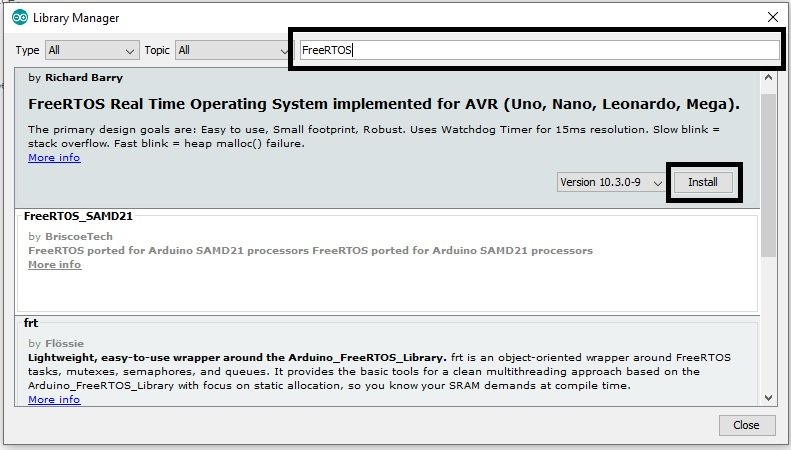 install FreeRTOS library in Arduino IDE 2nd step