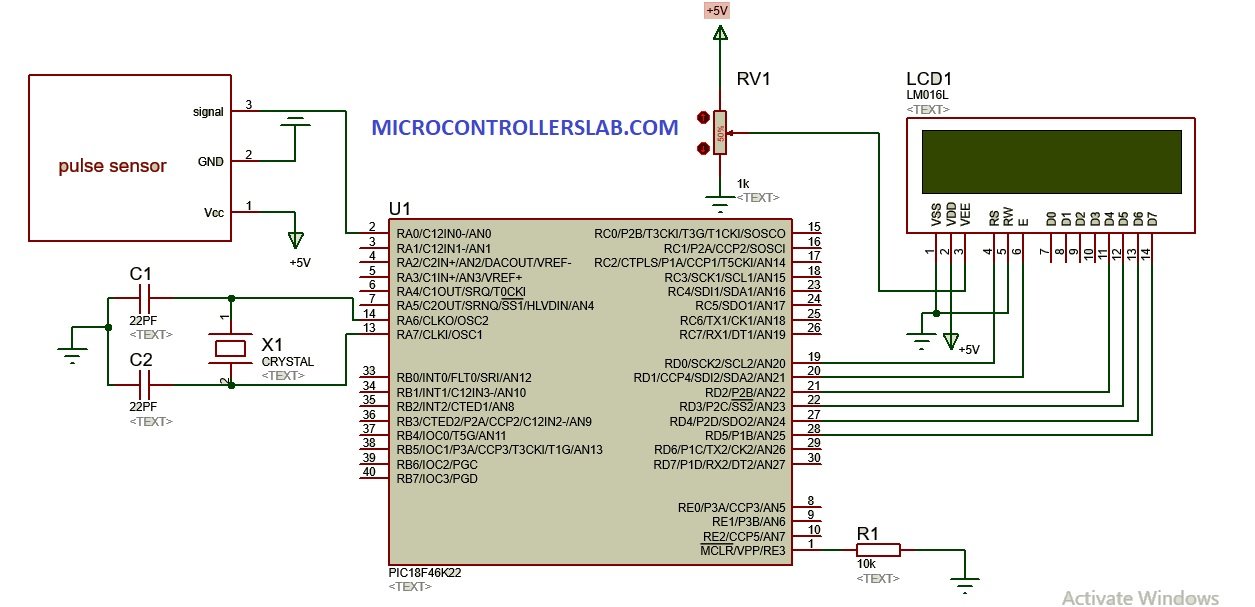 Heat beat pulse sensor interfacing with pic microcontroller