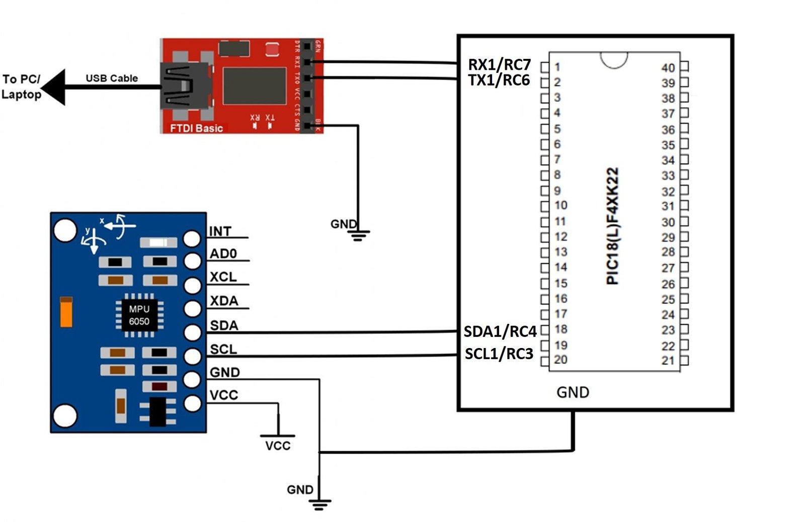 MPU6050 interfacing with pic microcontroller PIC18F46K22