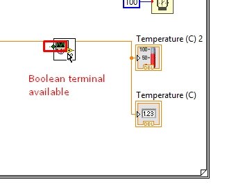 Boolean terminal on main VI