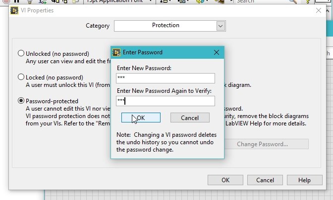 Password protected VI