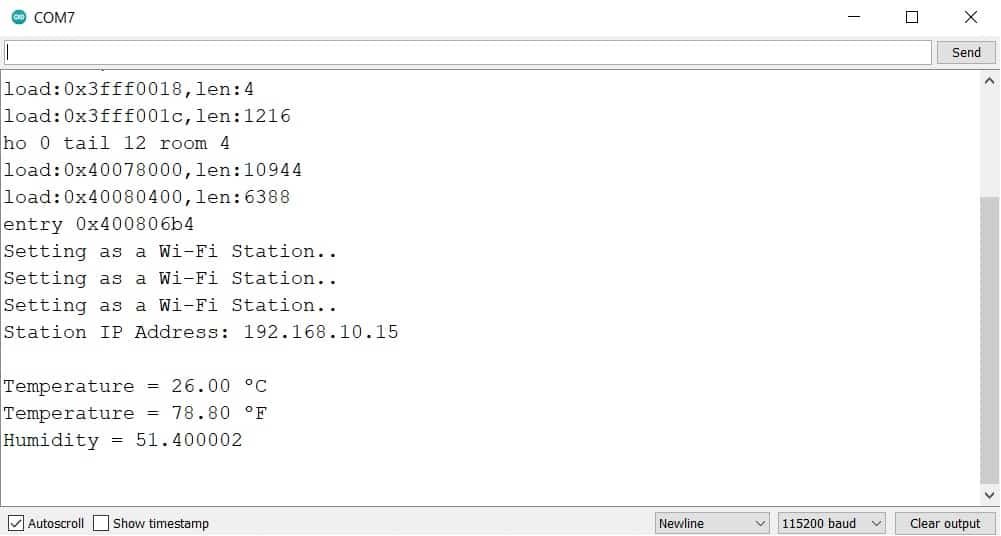 ESP32 DHT Web server IP address