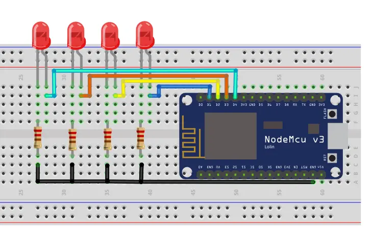ESP8266 NodeMCU Web Server Circuit