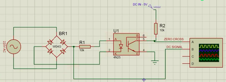 4N25 zero crossing detector circuit