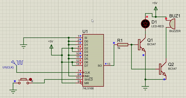 74LS166 shift register Example circuit 
