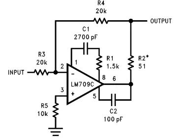 Unity Gain Inverter example Using LM709