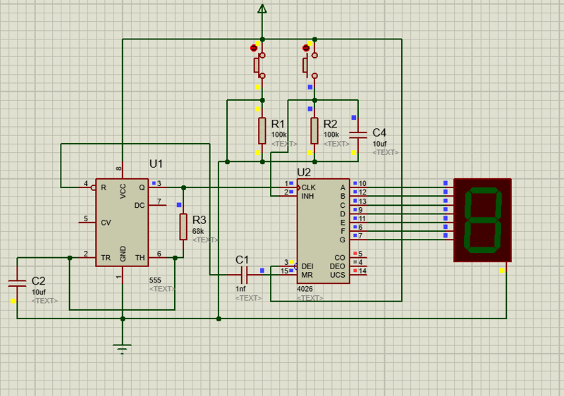 CD4026 Counter Example circuit diagram with 555 timer