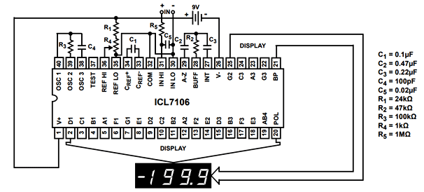 ICL7107 dispay driver reference voltage