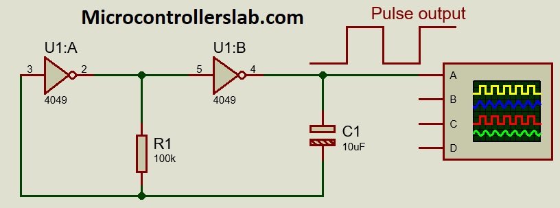 CD4049 pulse generating circuit example