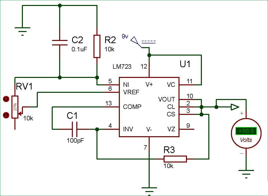 Fixed voltage power supply using LM723