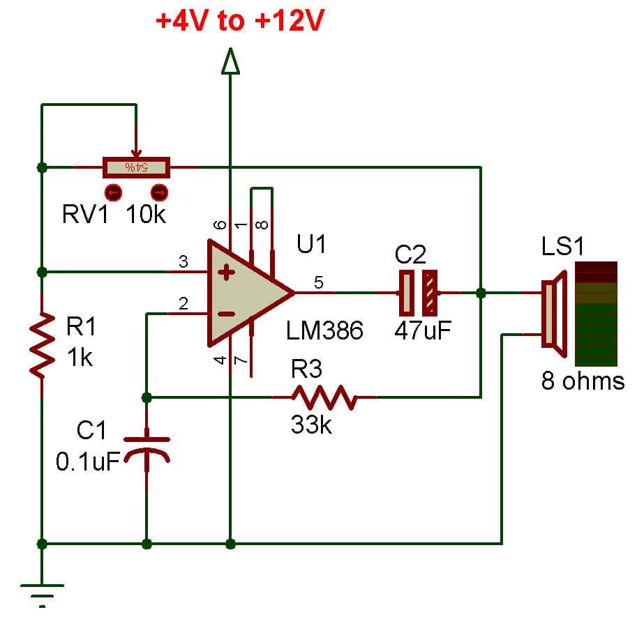 LM386 square wave oscillator circuit