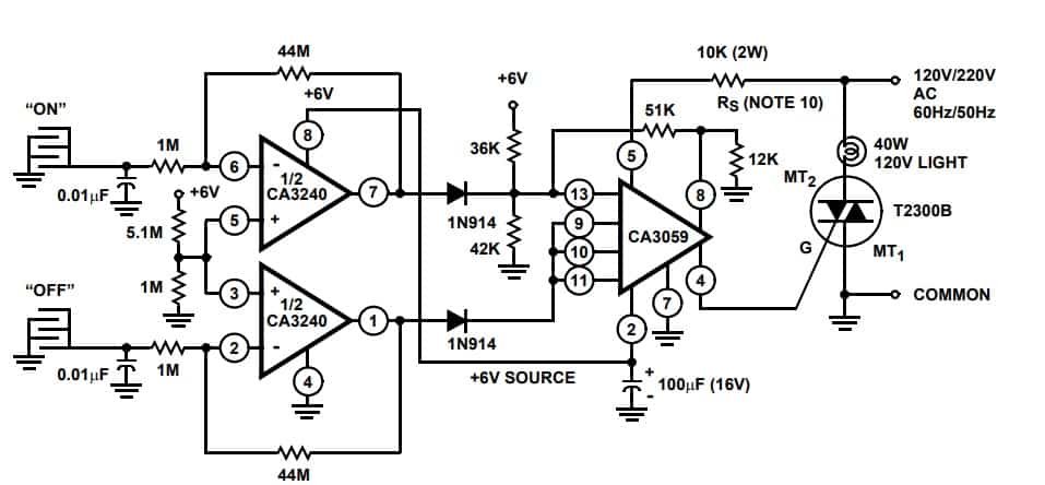 On OFF switch CA3240A op amp