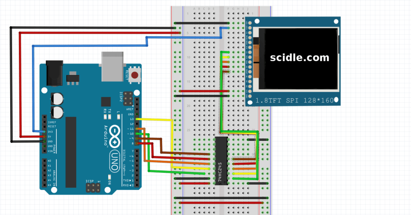 74HC245 interfacing with Arduino and TFT LCD Display