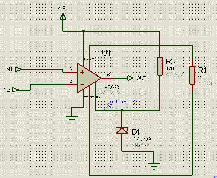 Differential amplification with the AD623