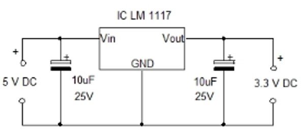 LM1117 5V To 3.3 volts power supply circuit example