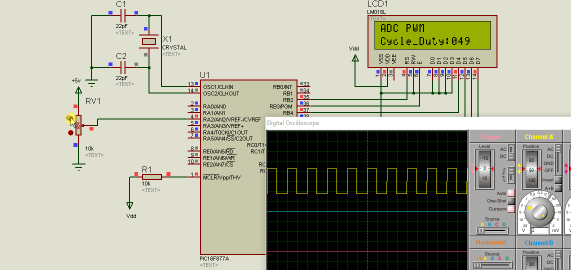 use adc to control PWM using pic microcontroller