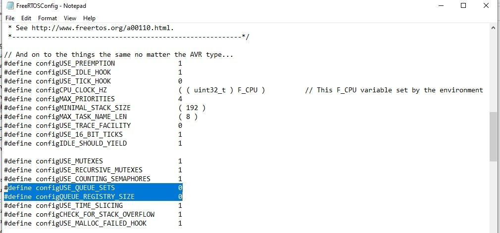 Enable FreeRTOS queue sets configuration bit in FreeRTOSConfig file