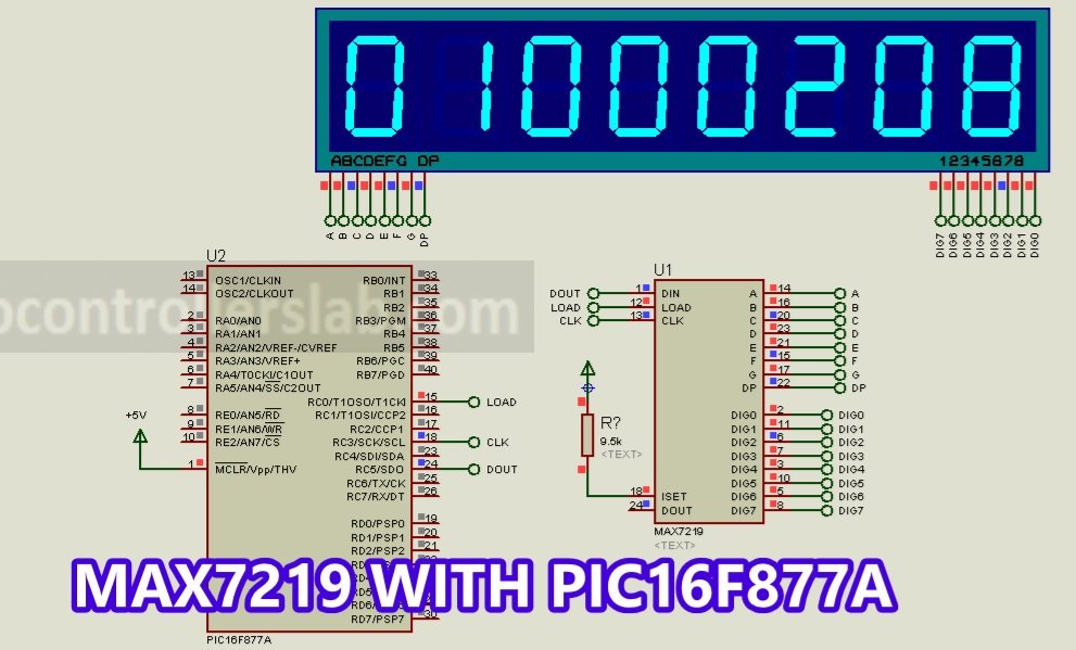 MAX7219 interfacing with 8-digit Seven-Segment Display using pic microcontroller