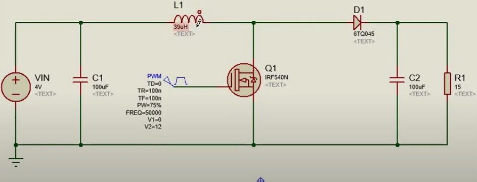 Boost Converter Proteus Simulation Circuit