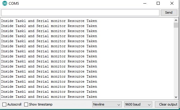 FreeRTOS counting semaphore example serial monitor output