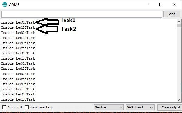 FreeRTOS two tasks synchronizaion output with binary semaphore