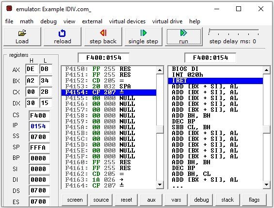 8086 IDIV instruction signed division assembly program