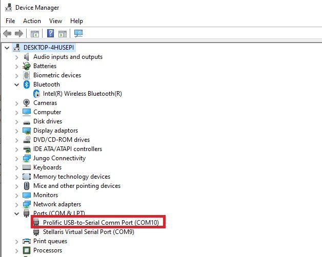 Device manager find COM PORT