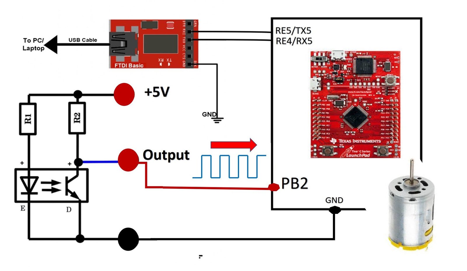 RPM measurement using TM4C123 Timer as a counter schematic diagram
