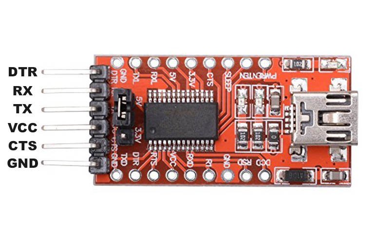 FTDI USB to serial converter pinout diagram