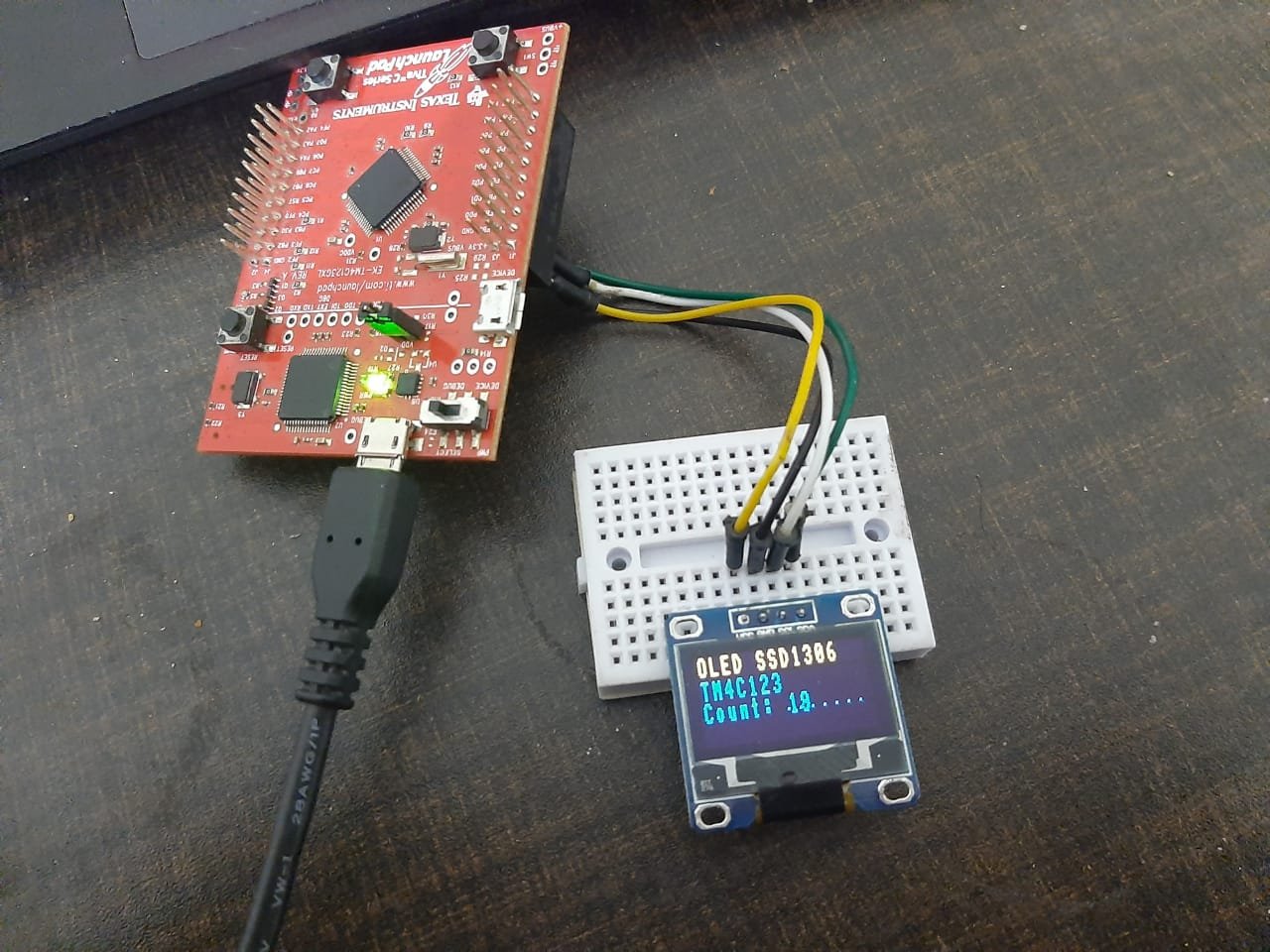 OLED interfacing with TM4C123G Tiva Launchpad hardware demo