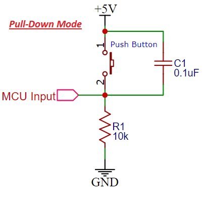 Pull down resistor with Push button Schematic