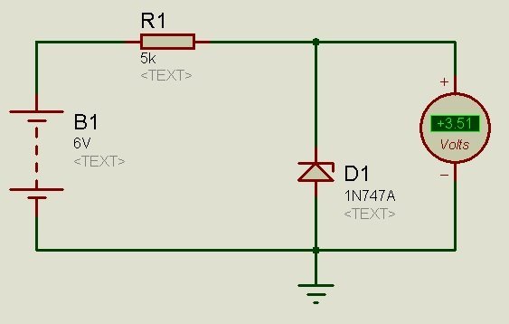 1N747 as a Voltage Regulator Proteus simulation