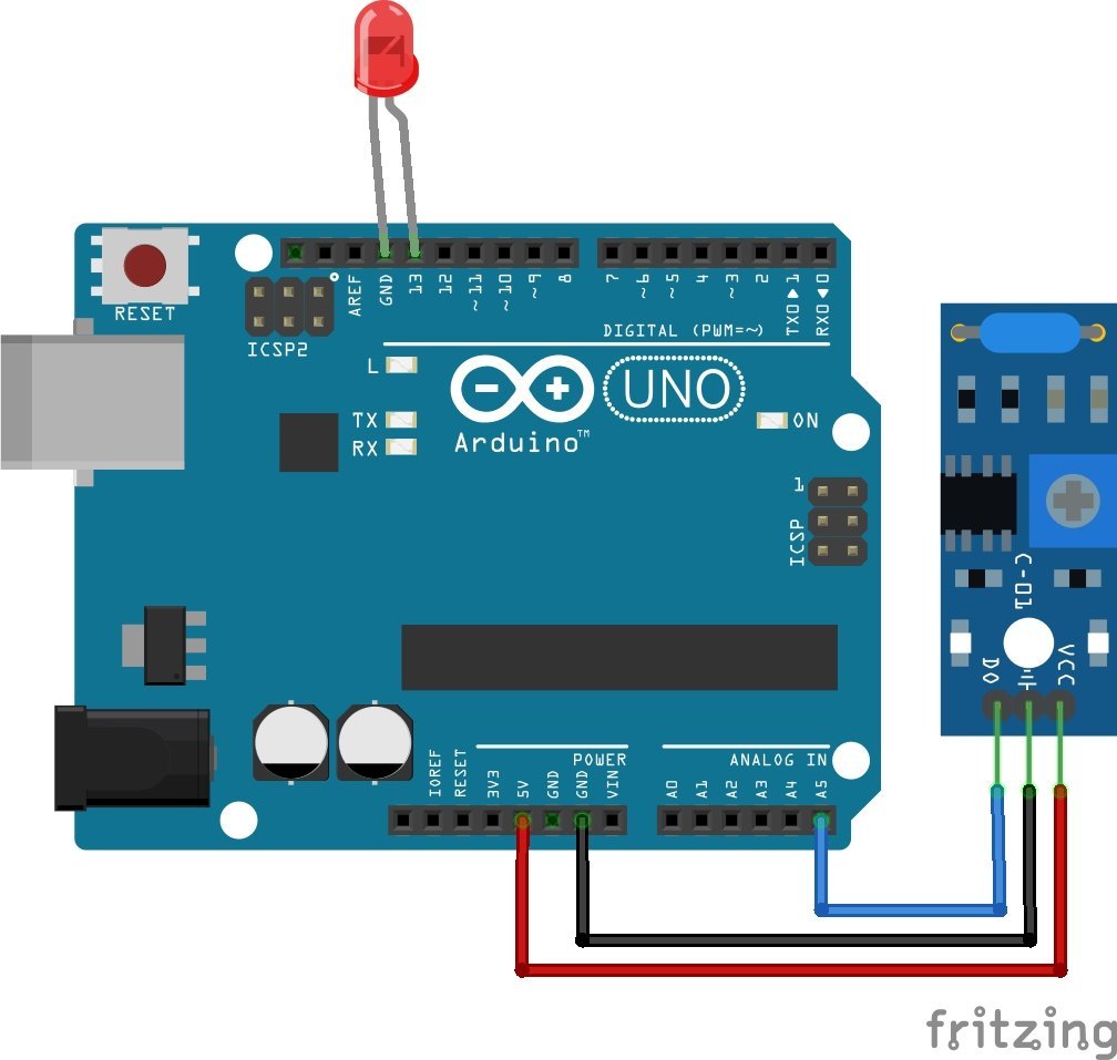 SW-420 Vibration Sensor Module interfacing with Arduino