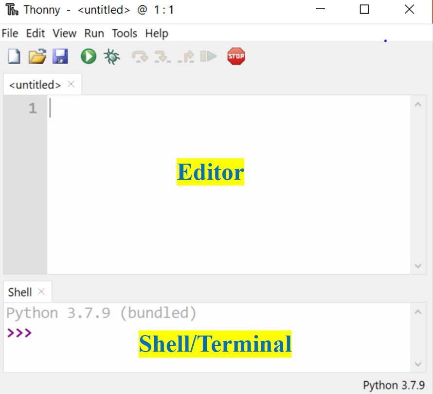 Thonny ide editor and shell windows