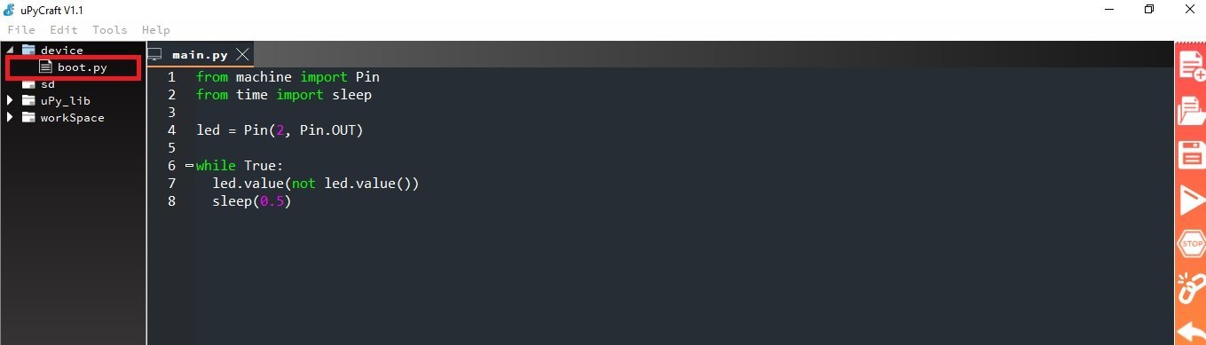 upycraft IDE boot py file