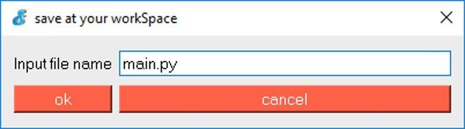 upycraft IDE save file and give name